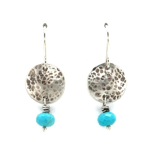 Hammered Disk Earrings with Turquoise